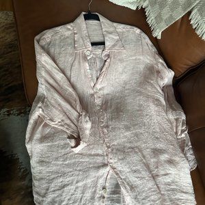 Vitamin A Playa Linen Boyfriend Shirt - Pink EcoLinen